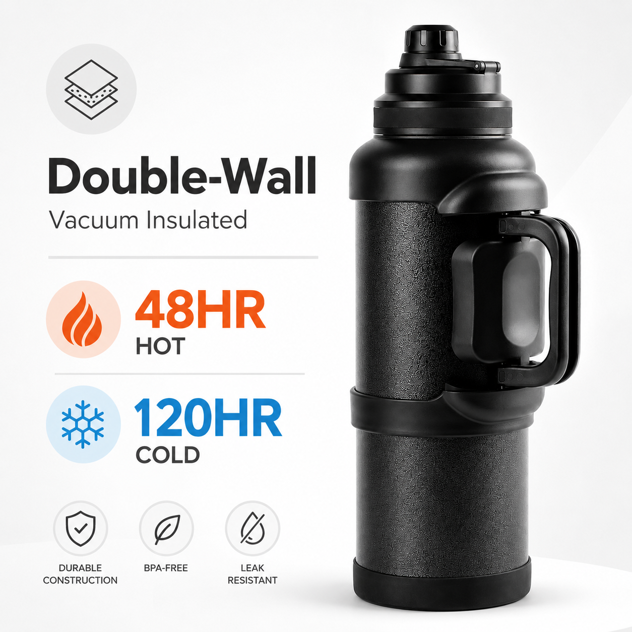 4L Double-Wall Vacuum Insulated Stainless Steel Water Bottle, Hammered Onyx – additional product view 4