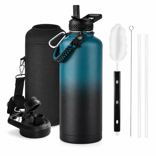 87 oz Triple-Wall Insulated Stainless Steel Water Bottle, Indigo/Black