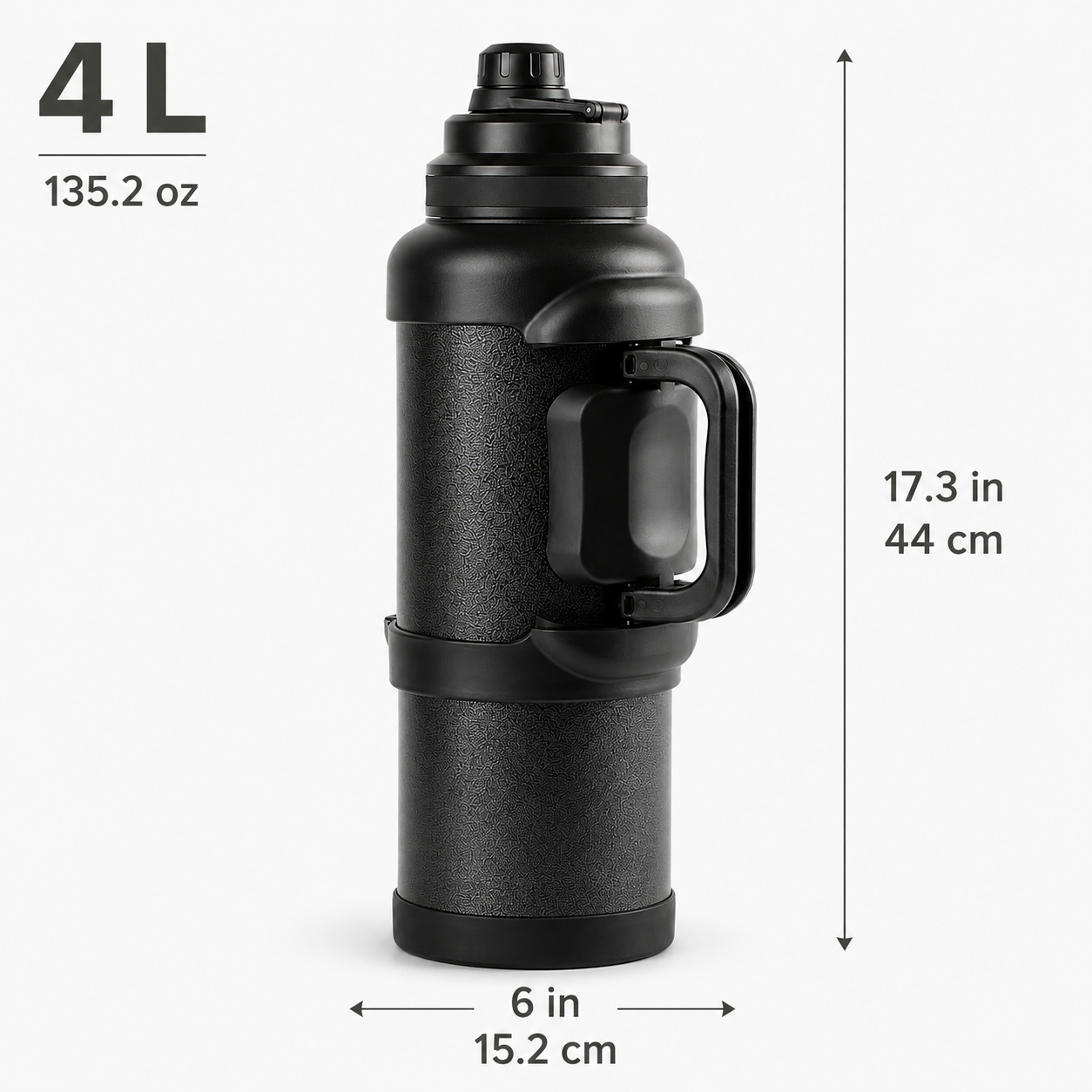 4L Double-Wall Vacuum Insulated Stainless Steel Water Bottle, Hammered Onyx – additional product view 1