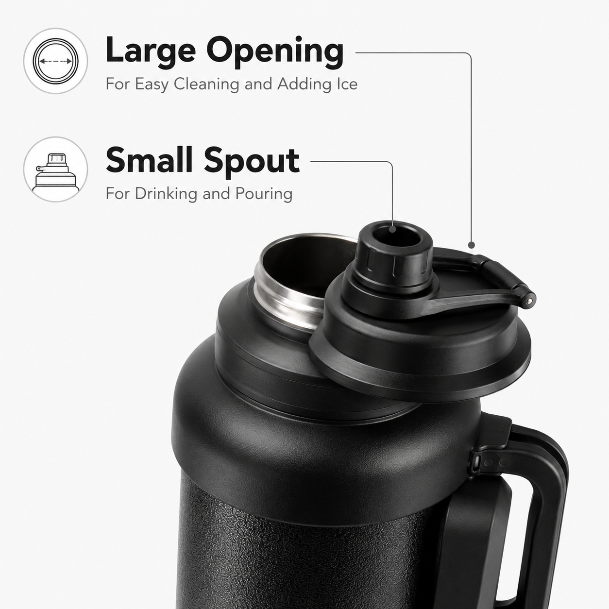 4L Double-Wall Vacuum Insulated Stainless Steel Water Bottle, Hammered Onyx – additional product view 3