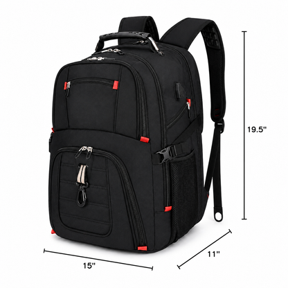 50L Large Travel Backpack, Fits Laptops up to 17 Inches, Black