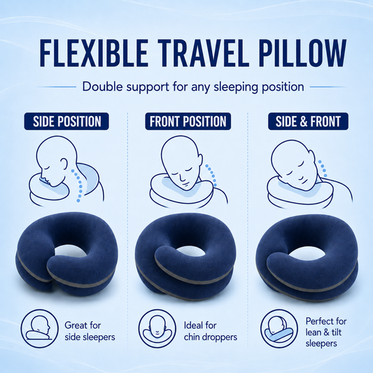 Flexible Travel Neck Pillow with Double Support, Large, Navy – additional product view 1