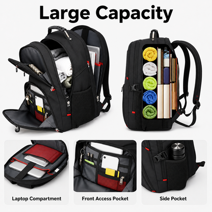 50L Large Travel Backpack, Fits Laptops up to 17 Inches, Black – additional product view 3